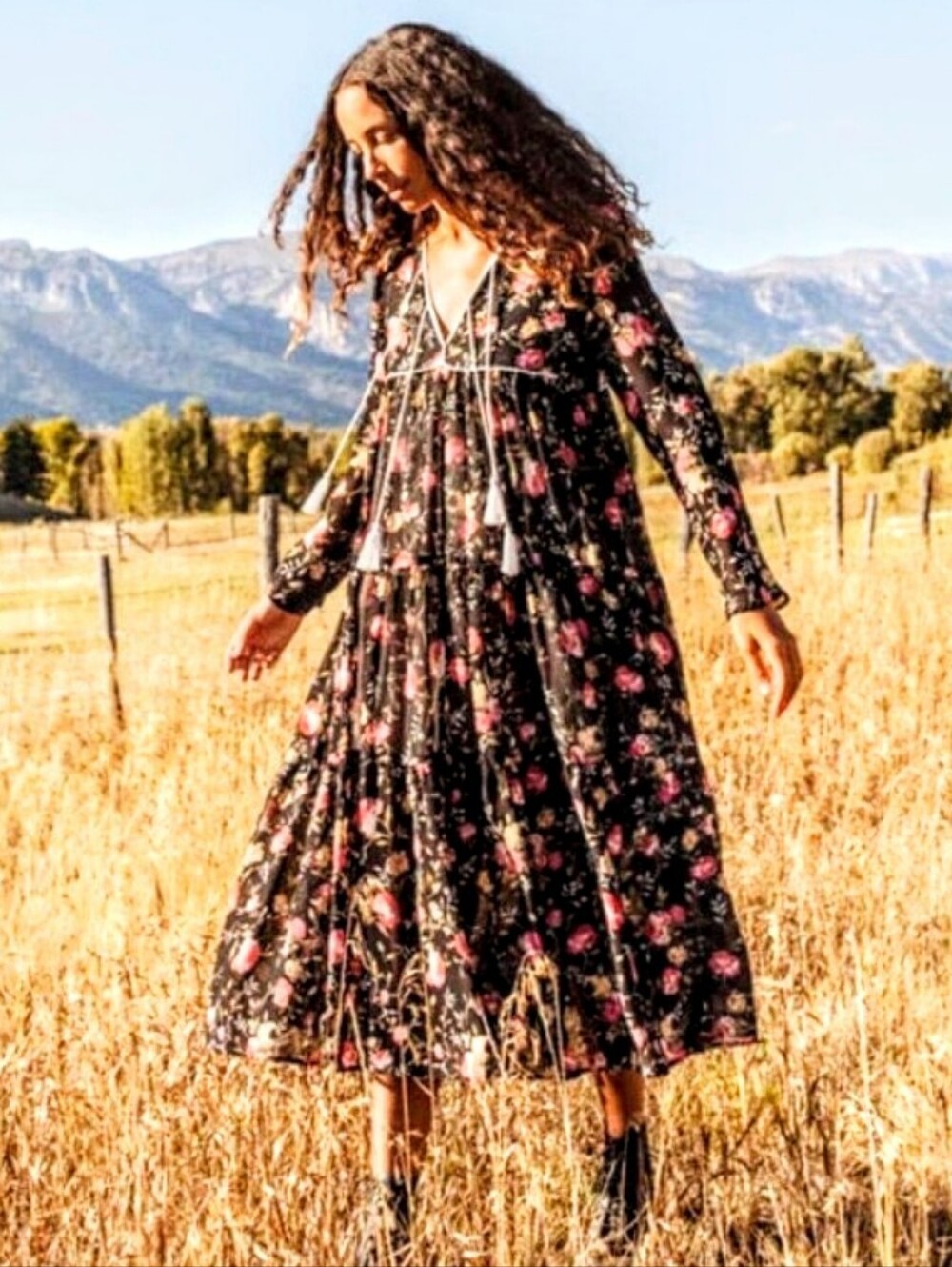 Christy Dawn Paloma Night Floral Maxi Dress sz S